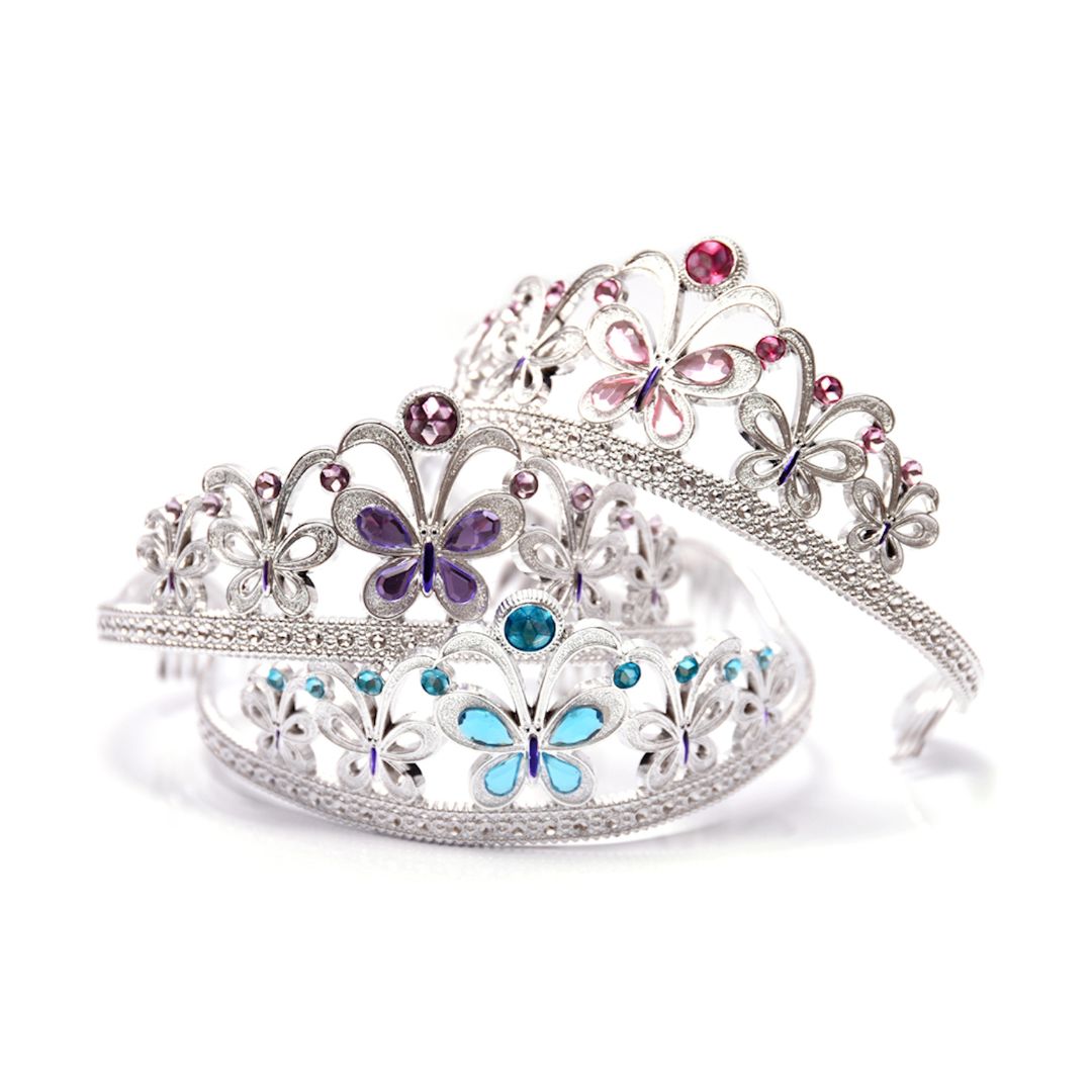 Prinsessekrone diadem i plastik fra Robe med ædelsten i forskellige farver