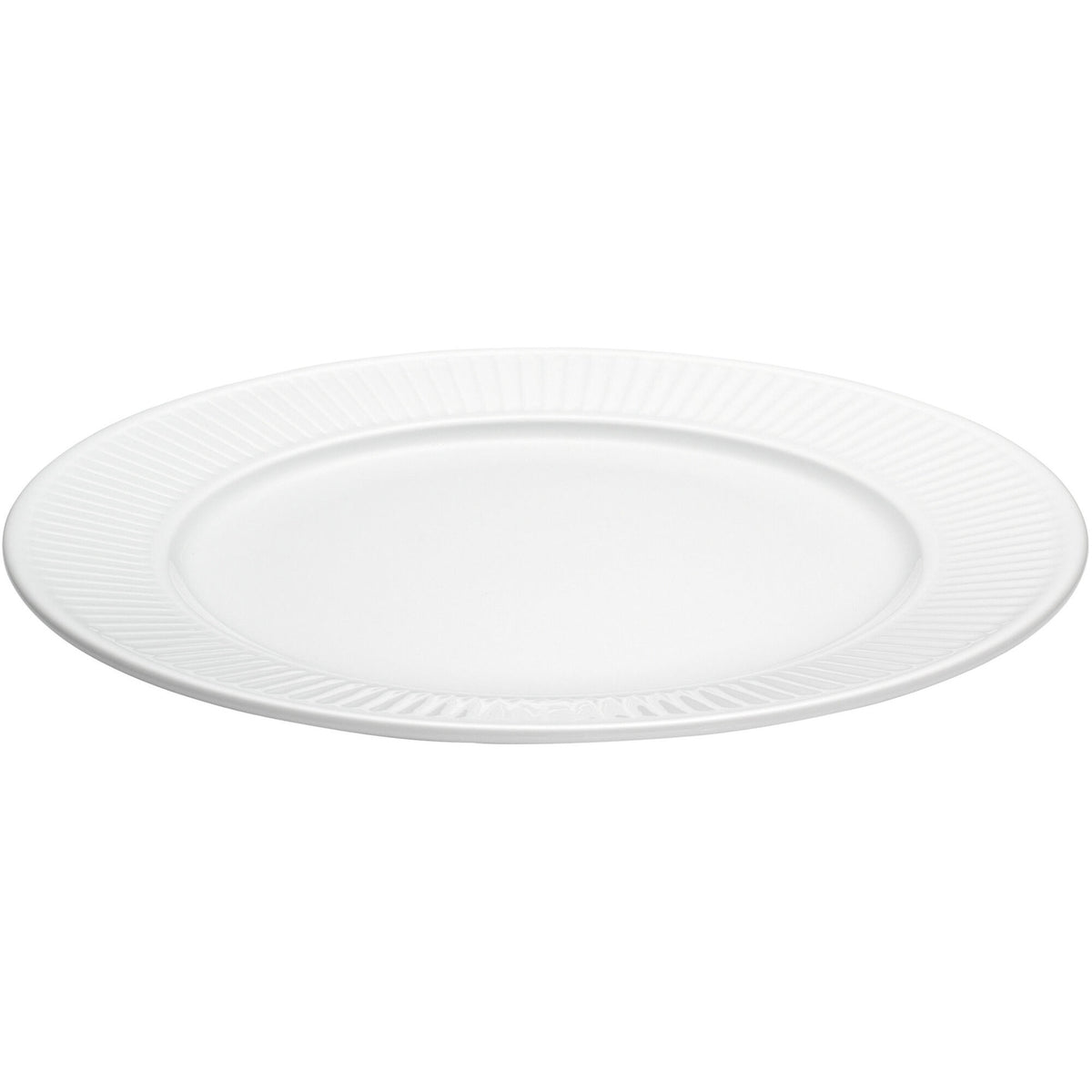 Hvid Pillivuyt Plissé tallerken med plisserede linjer, Ø 22 cm