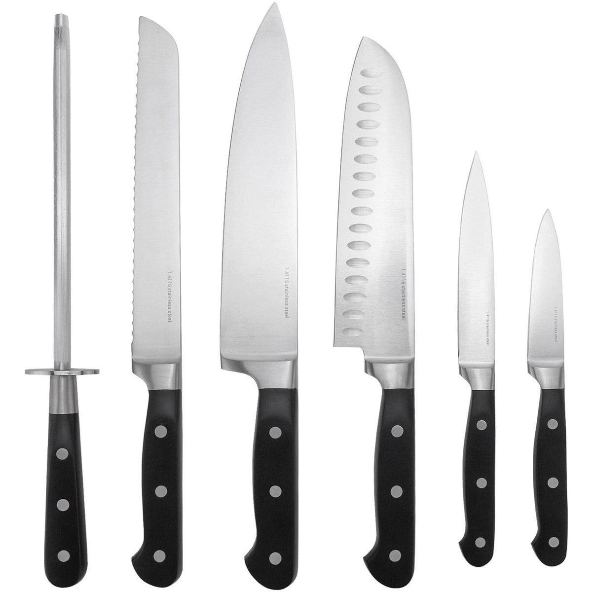 Essentials knivsæt med 6 dele i 1.4116-stål og klassisk design