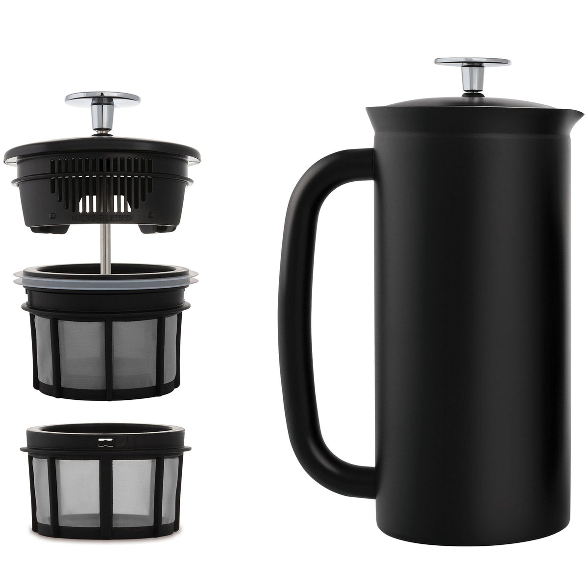 Sort Espro P7 stempelkande i stål med plads til 55 cl kaffe