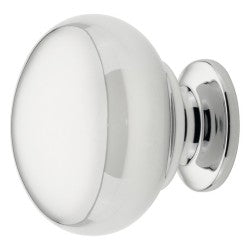 Rund Häfele møbelknop i forkromet poleret messing med diameter på 31 mm
