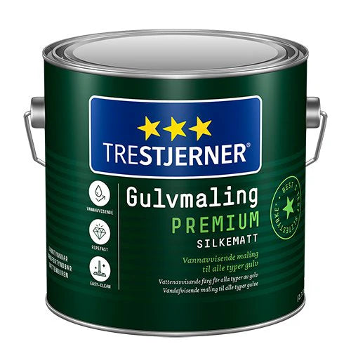 Spand med Trestjerner Gulvmaling Premium indendørs gulvmaling, 2,7 liter