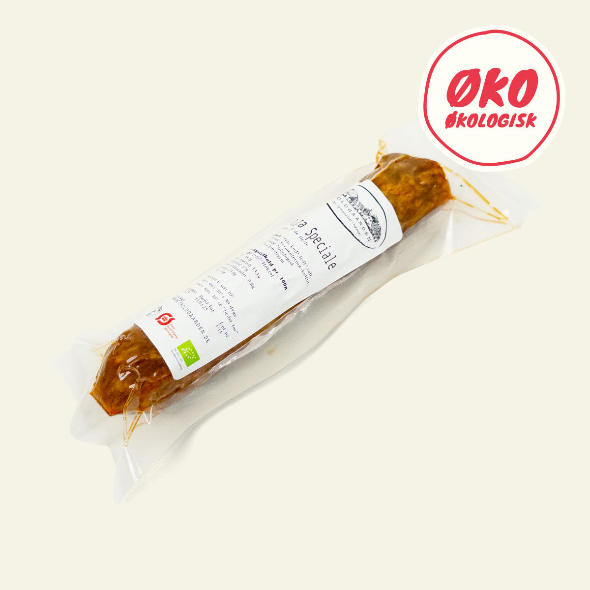 Troldgaarden Pizza Speciale, økologisk letkrydret salami til pizza