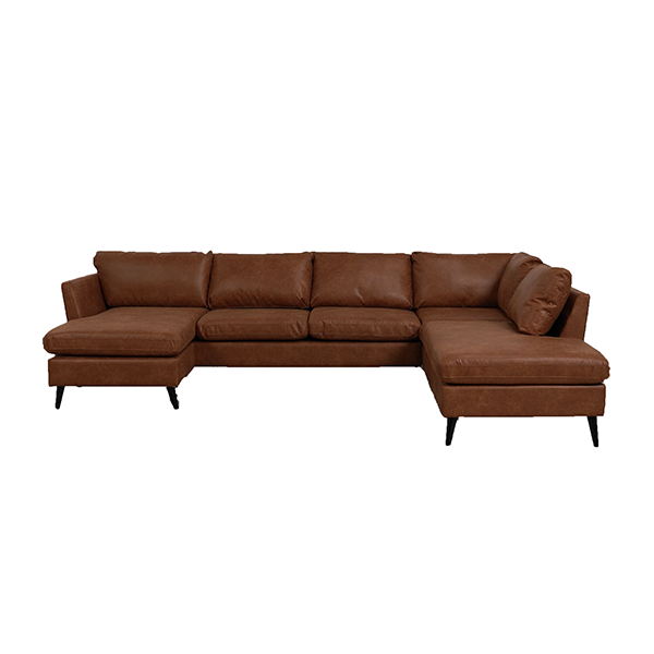 Nordic Design Jakob U-sofa i cognac med venstrevendt chaiselong