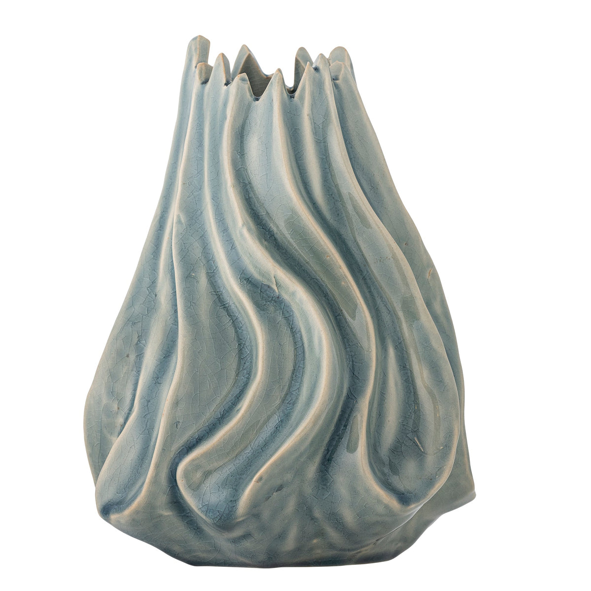 Dilara vase i lyseblåt stentøj fra Creative Collection med bølgende folder