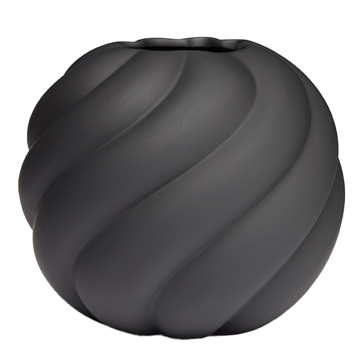 Sort Twist Ball vase fra Cooee Design med bølgeformet mønster, 12 cm