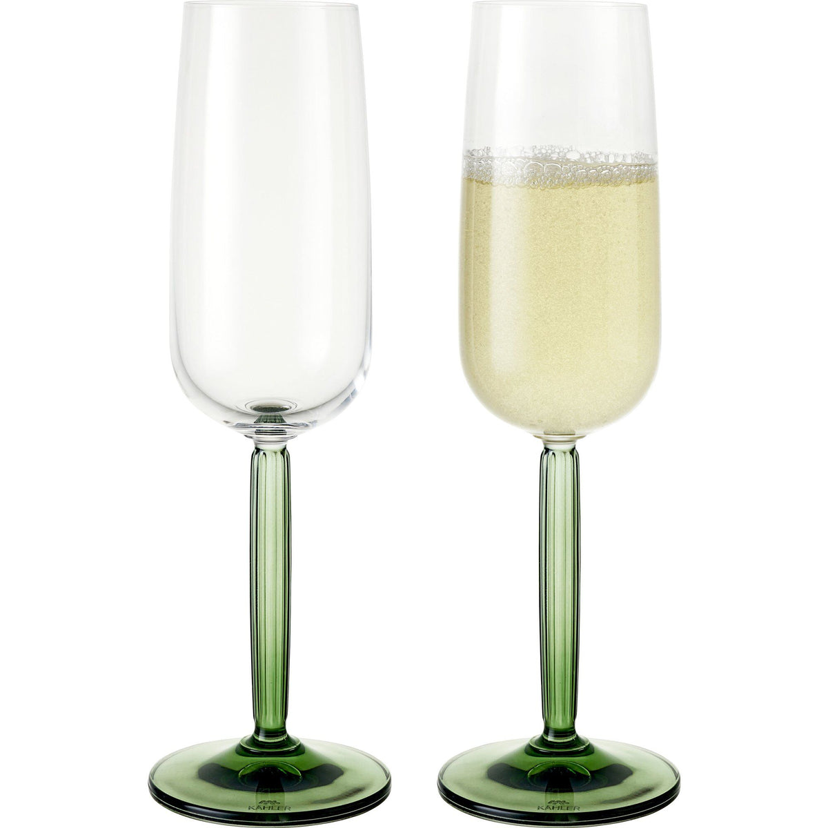 Kähler Hammershøi champagneglas i grøn, sæt med 2 stk. à 24 cl