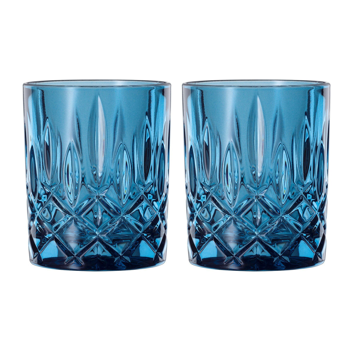 Blåt Nachtmann Noblesse tumblerglas på 29,5 cl med rudemønster