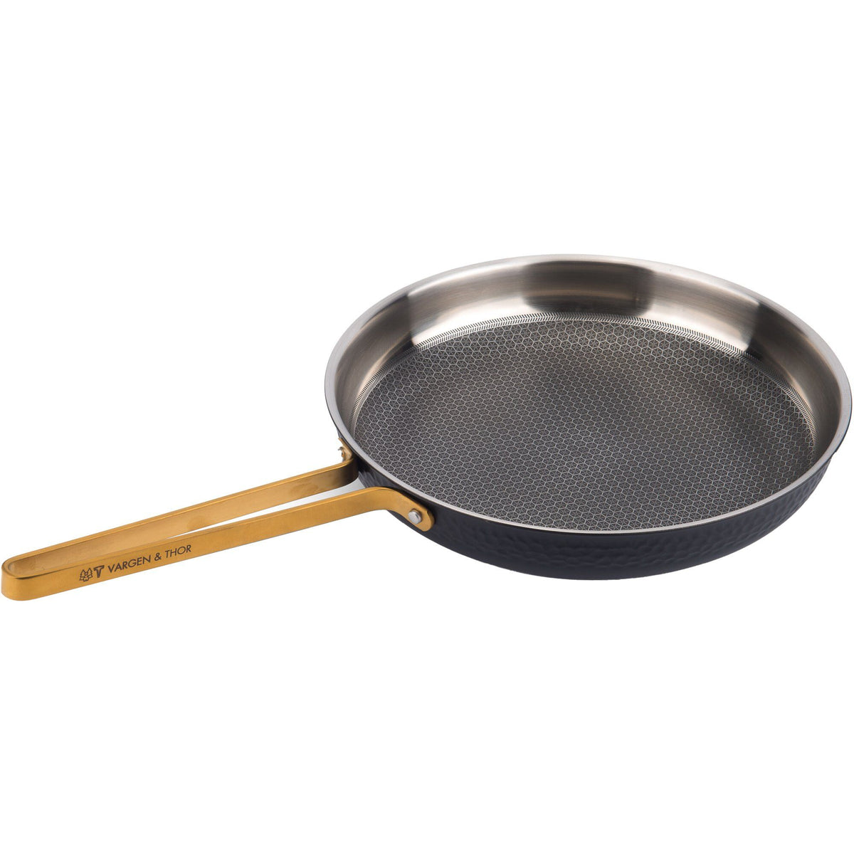 Mat sort Model XB stegepande med messingdetaljer fra Vargen & Thor, Ø28 cm