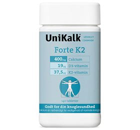 Se UniKalk Forte K2 140 tabl. ✔ Kæmpe udvalg i Unikalk - Køb online på udsalg og tilbud lige nu ✔ Meget billig fragt og hurtig levering - Varenummer: Helsegrossisten-53921 og 5702071501145 på lager - Udsalg på Sundhed > Calcium/kalk > Store besparelser – op til 67% - Udsalg på mere end 2.281 populære mærker