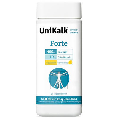 Orkla UniKalk Forte tyggetablet m. citrussmag 90 tab.