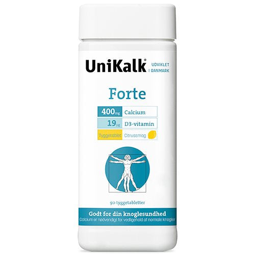 Orkla UniKalk Forte tyggetablet m. citrussmag 90 tab.