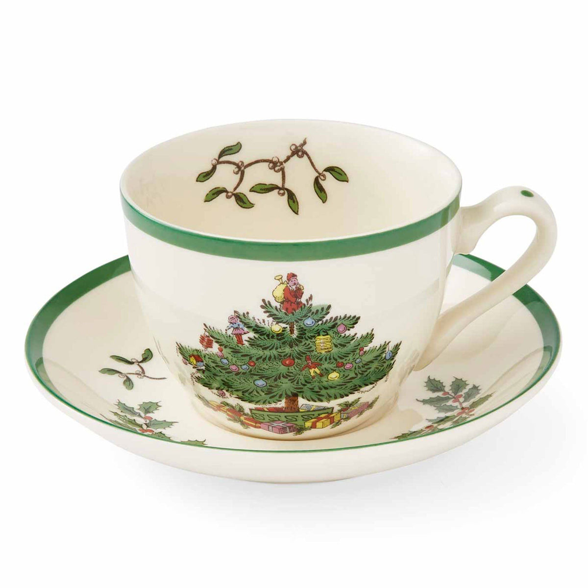 Spode Christmas Tree tekop med underkop og julemotiv