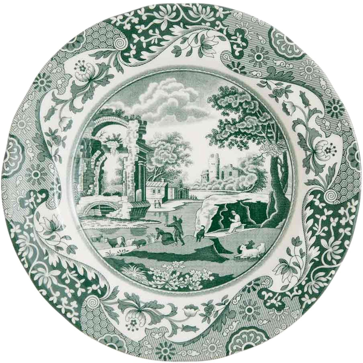 Spode Green Italian tallerken på 15 cm i grøn og hvid