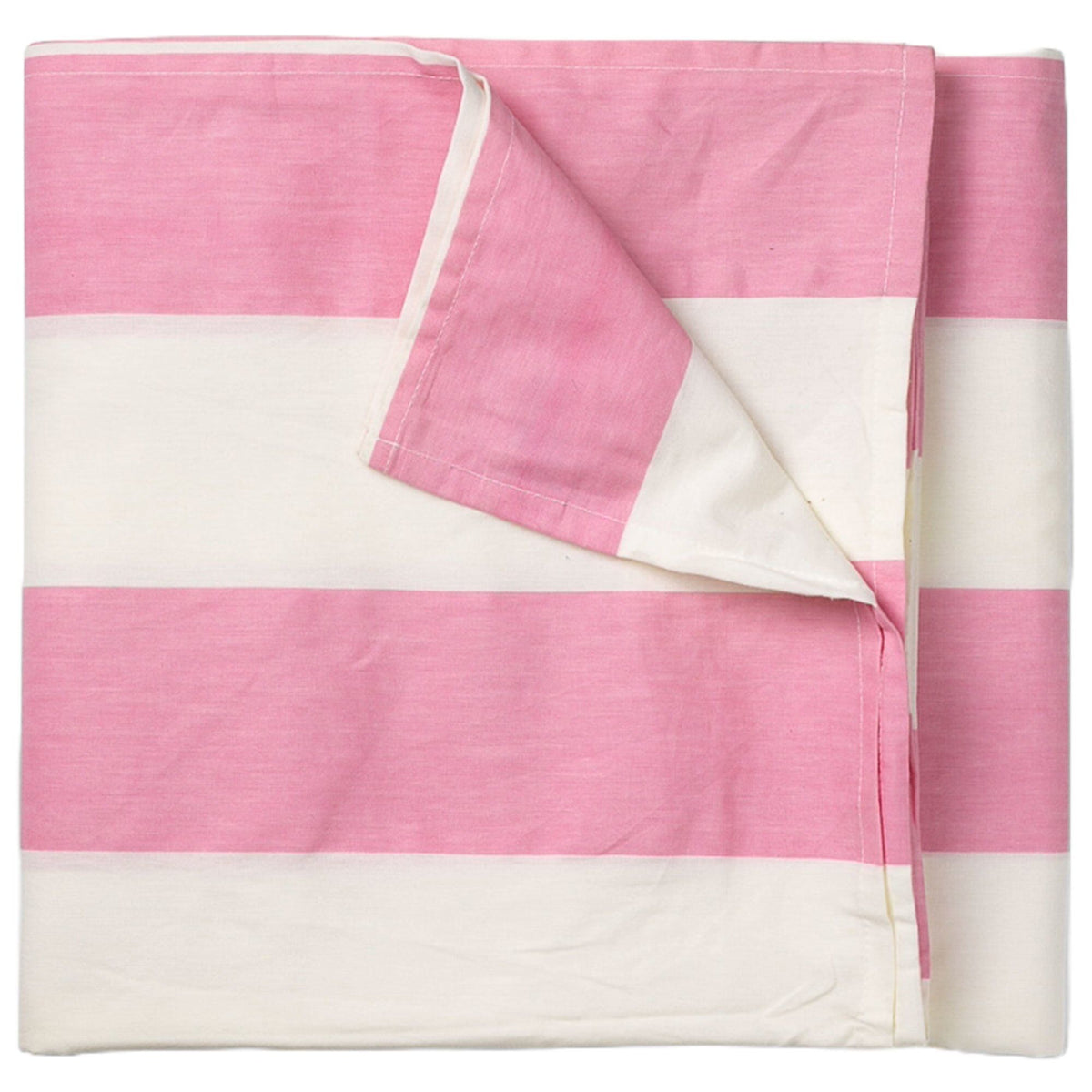 Midnatt Gaia dug med brede striber i hvid og rosa, 145 x 145 cm