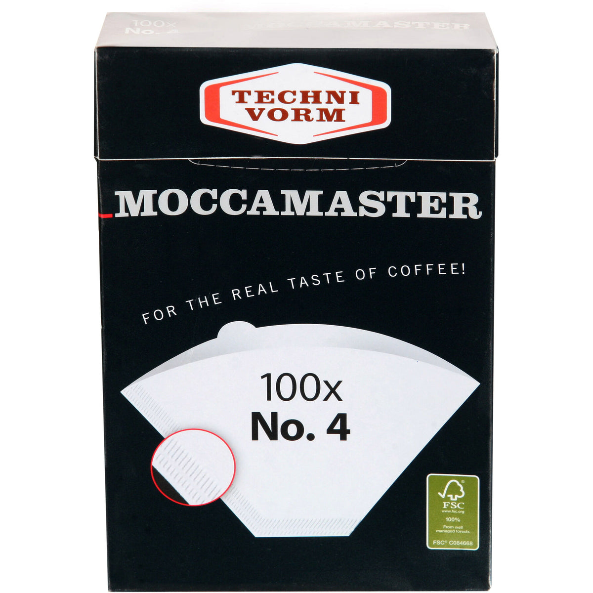 Pakke med 100 Moccamaster kaffefiltre i størrelse 4