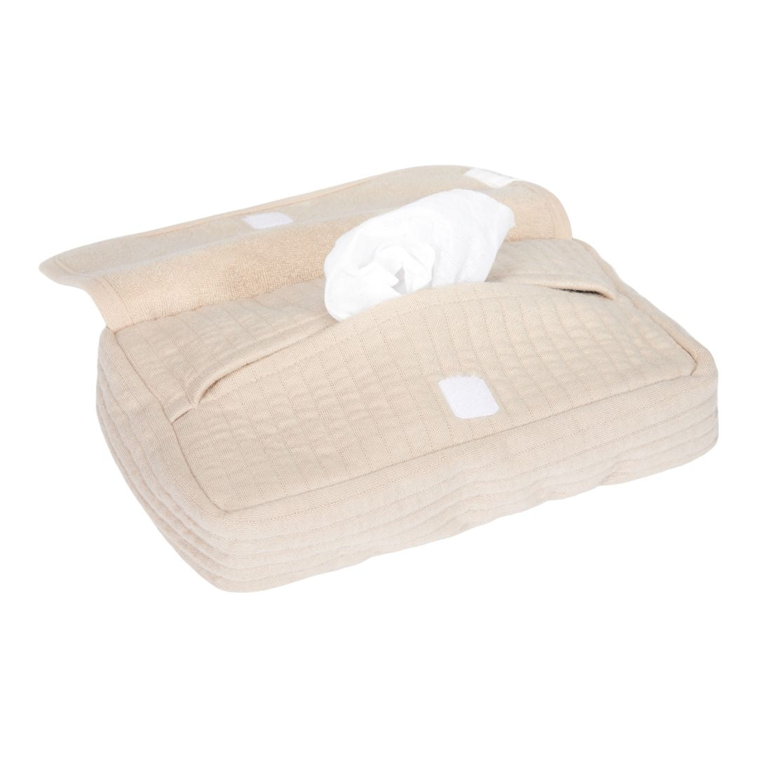 Beige etui til vådservietter fra Little Dutch til puslebordet