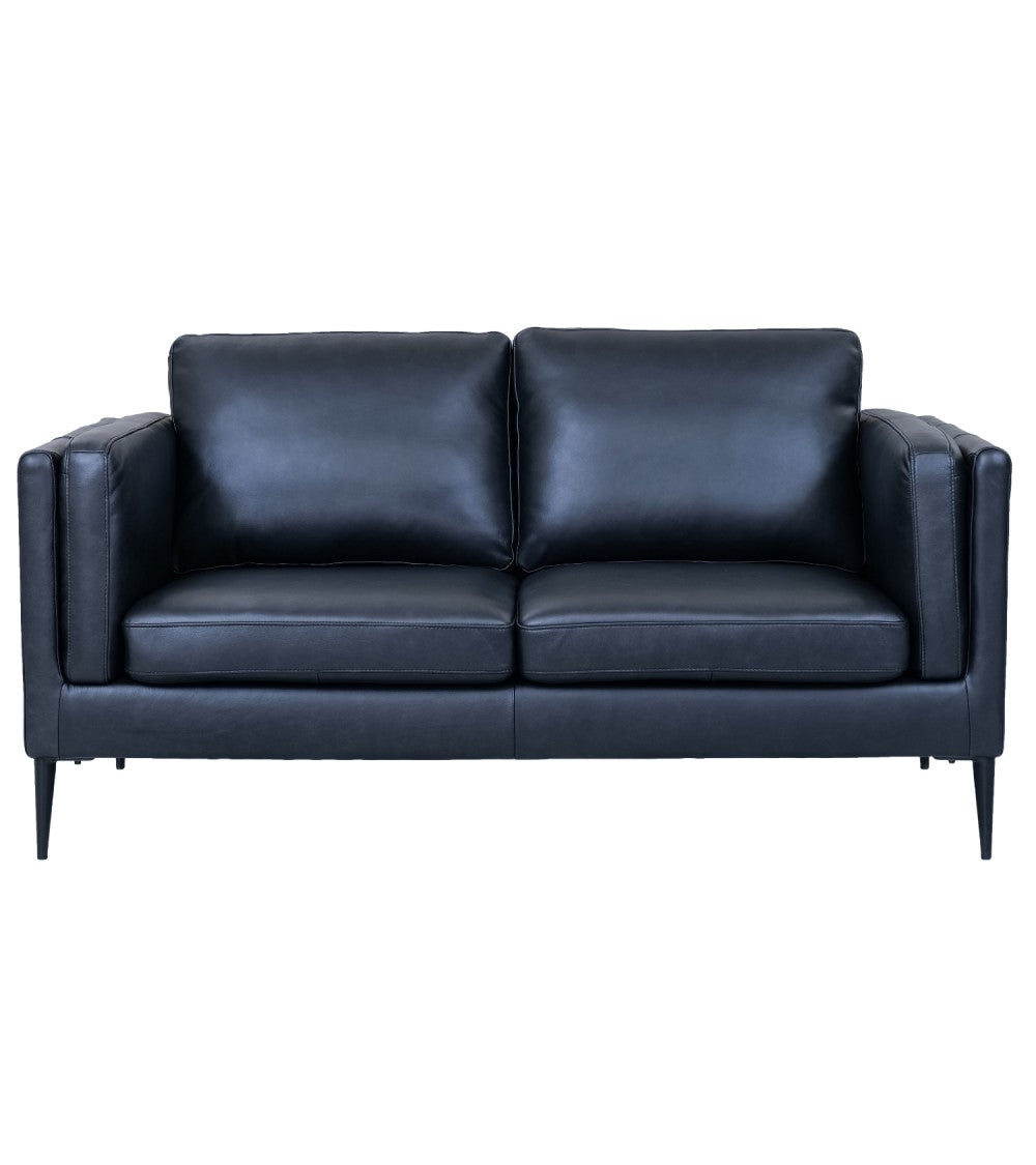 Furnhouse Valencia 2-personers sofa i sort læder og sort metal