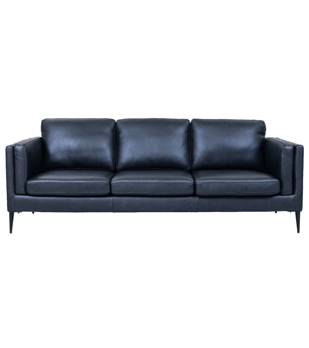 Furnhouse Valencia 3 pers. sofa i sort semianilin læder og sort metal