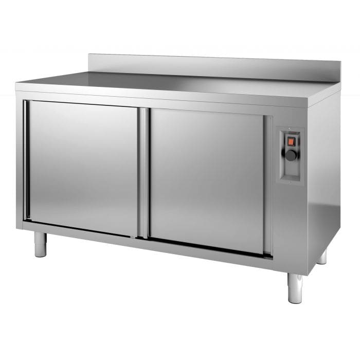 Combisteel varmebord med backsplash, 70 cm dyb og 1600 mm langt