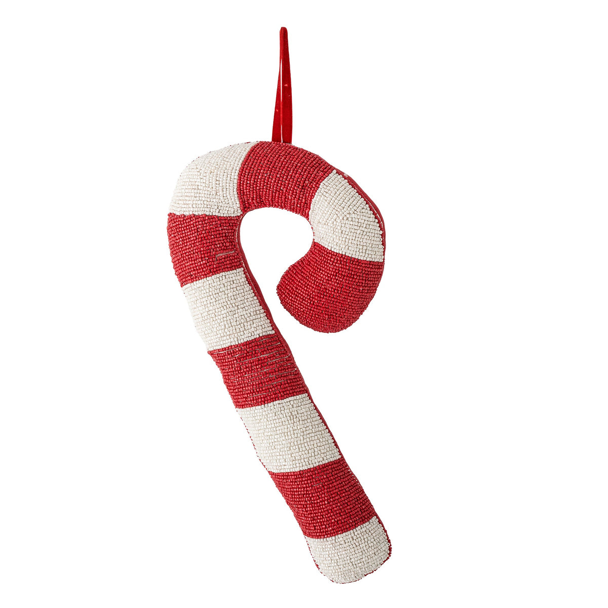 Rødt Kunai ornament formet som en sukkerstok i polyester fra Bloomingville