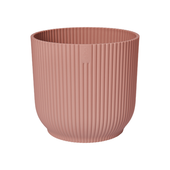 Urtepotte Vibes Fold Round fra elho i delicate pink med ribstruktur