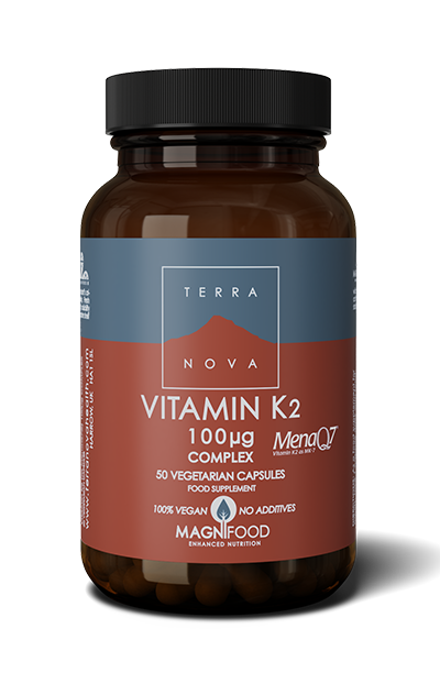 Pakning med TerraNova Vitamin K2 100 µg Complex, 50 kapsler
