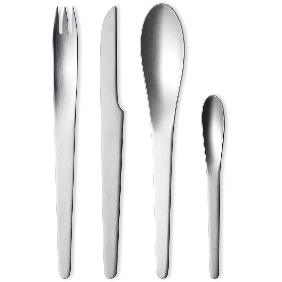 Arne Jacobsen bestiksæt i mat udførelse fra Georg Jensen, 4 dele