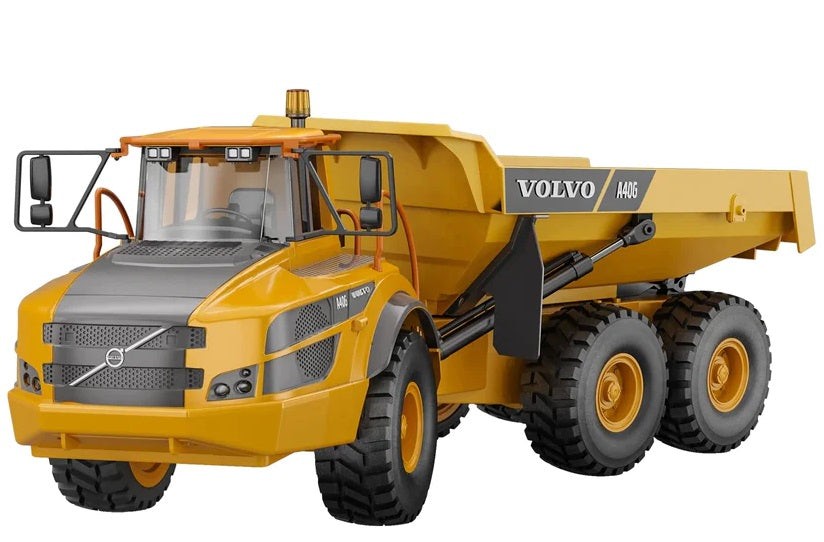 Fjernstyret Volvo A40G lastbil og dumper fra Double E i skala 1:20