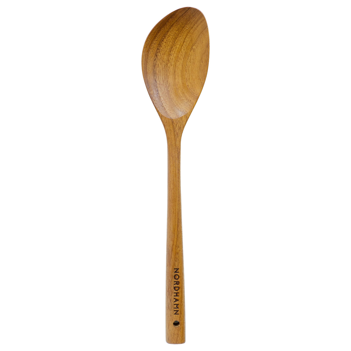 Stor Nordhamn røreske i teak, 33 cm lang med bred afrundet ske
