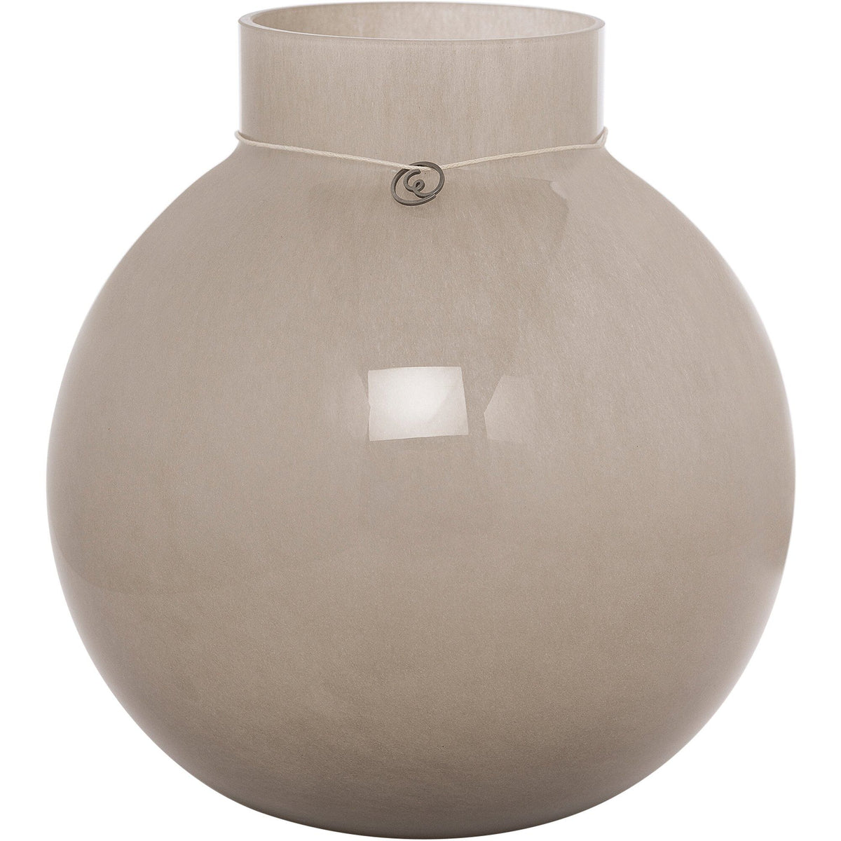 Rund beige glasvase fra Ernst i farvet glas, 22 cm