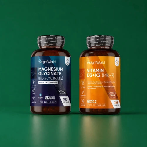 WeightWorld helsepakke til daglig balance med Vitamin D3 og K2 samt magnesiumglycinat