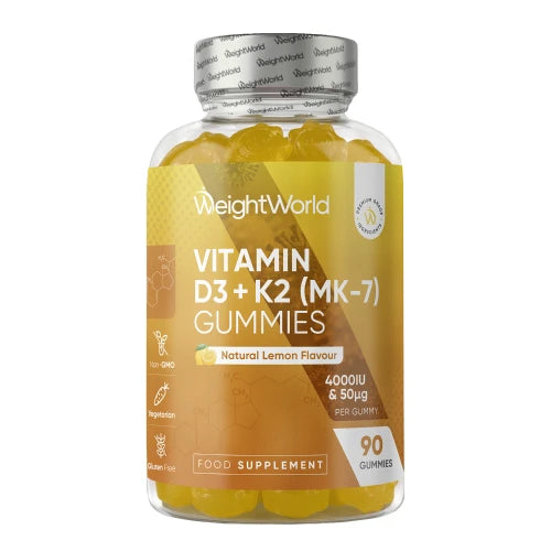 WeightWorld Vitamin D3+K2-gummies 4000 IU vingummier med citronsmag
