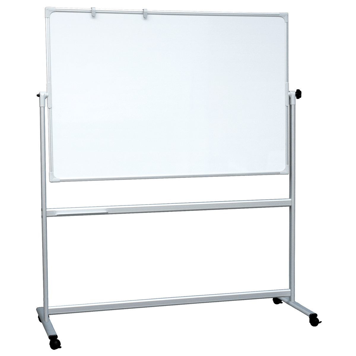Naga dobbeltsidet mobilt whiteboard på hjul, 120 x 90 cm, med pennebakke