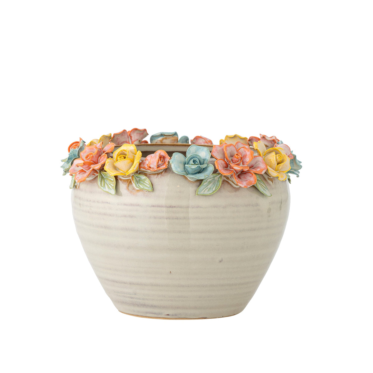 Eanna urtepotteskjuler i stentøj fra Creative Collection med blomsterkant