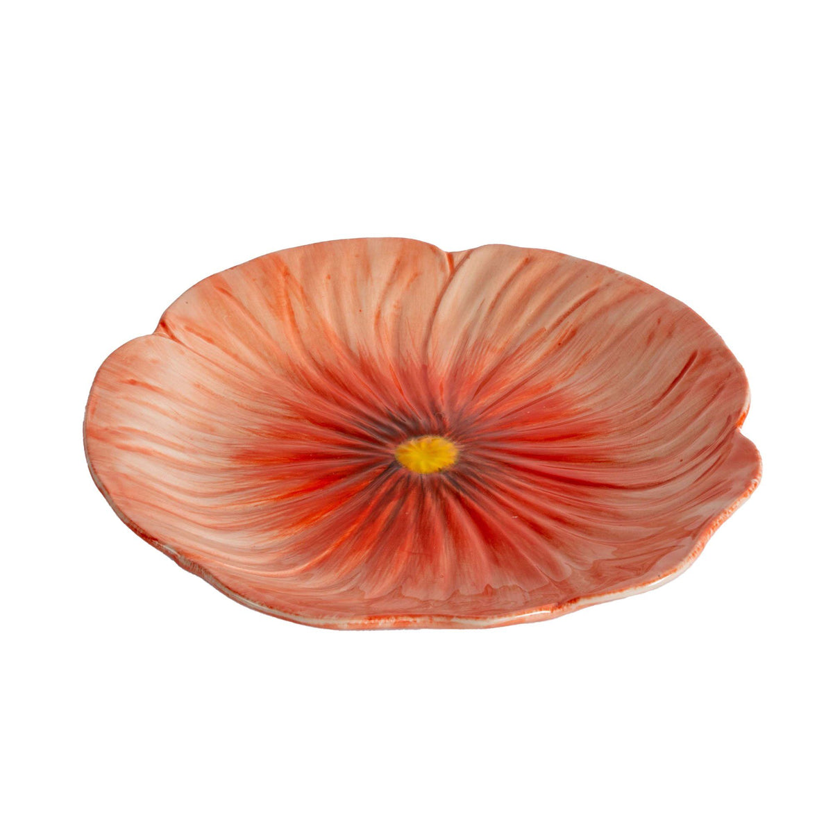 Rød Byon Poppy asiet i stentøj med valmuedesign, 21 cm