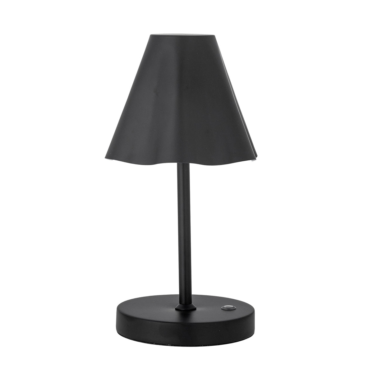 Sort genopladelig bærbar lampe i jern, Lianna fra Bloomingville, med bølget skærm