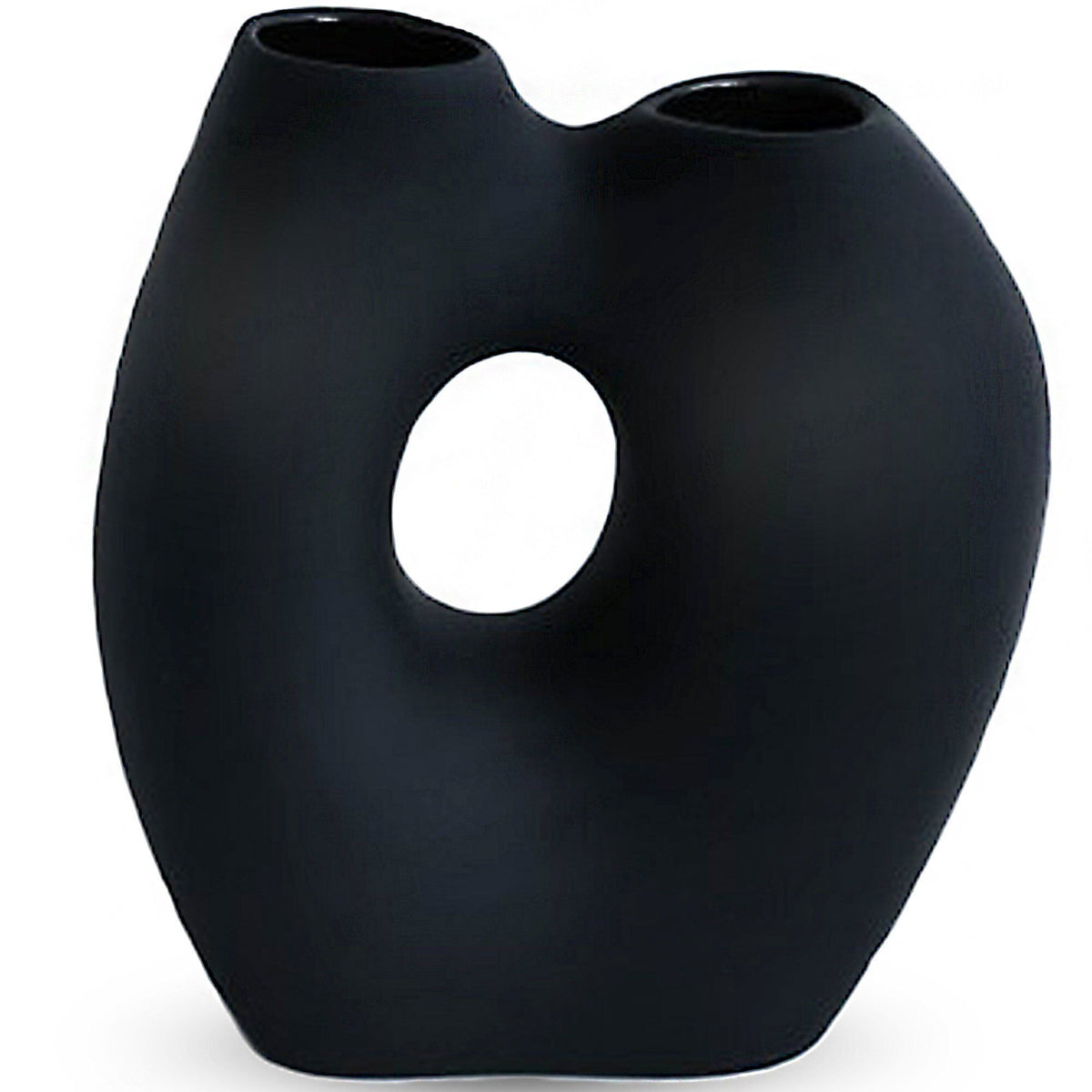Sort Frodig vase i keramik fra Cooee Design med mat, blød overflade