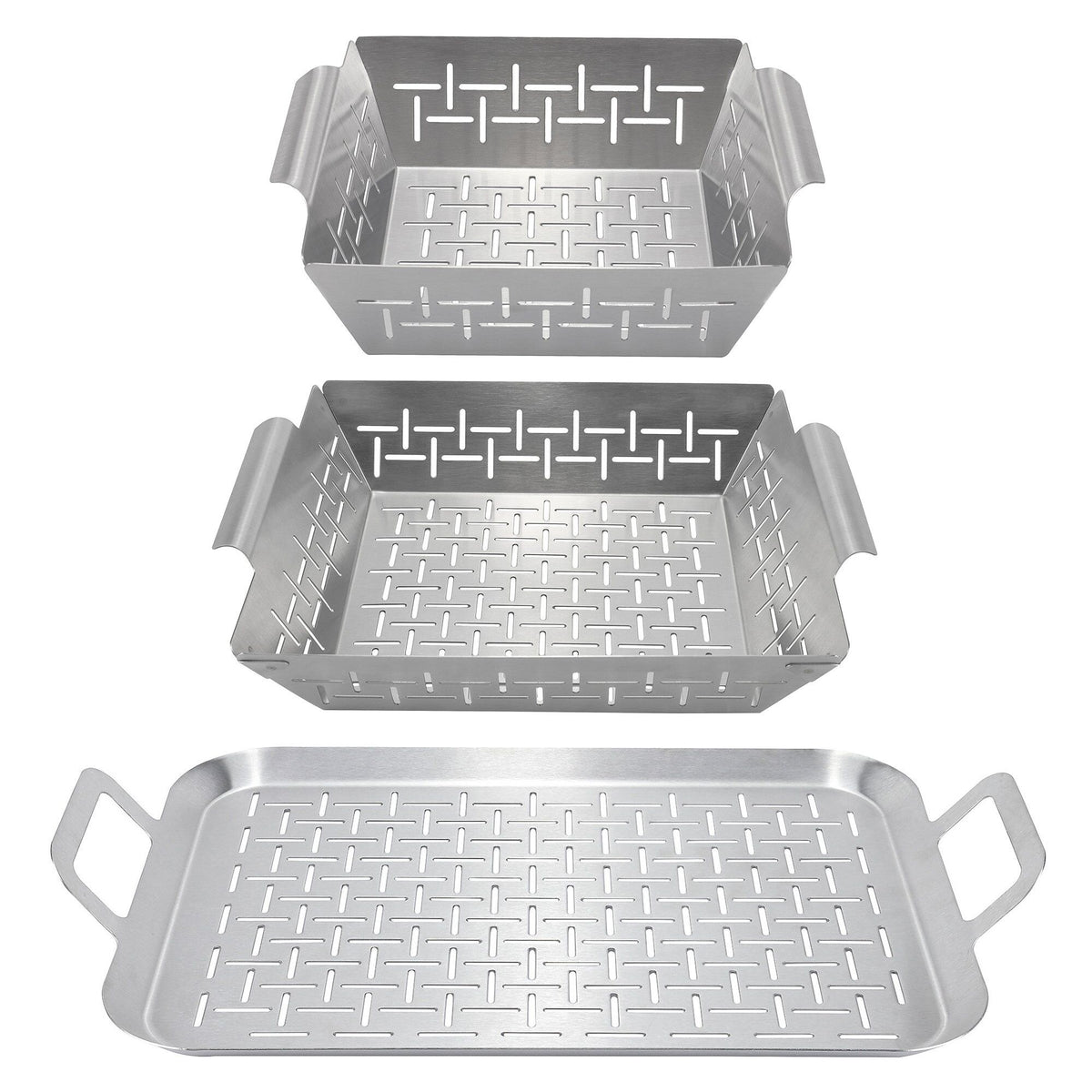 Essentials grillsæt med to grillkurve og en grillbakke i rustfrit stål