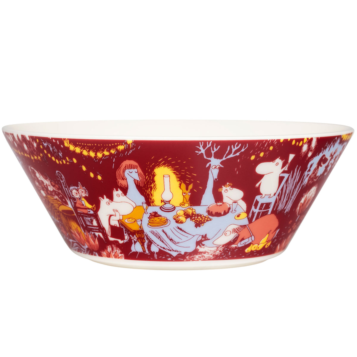 Arabia Moomin Festlige Stunder skål med fyrværkeri og pandekager, diameter 15 cm