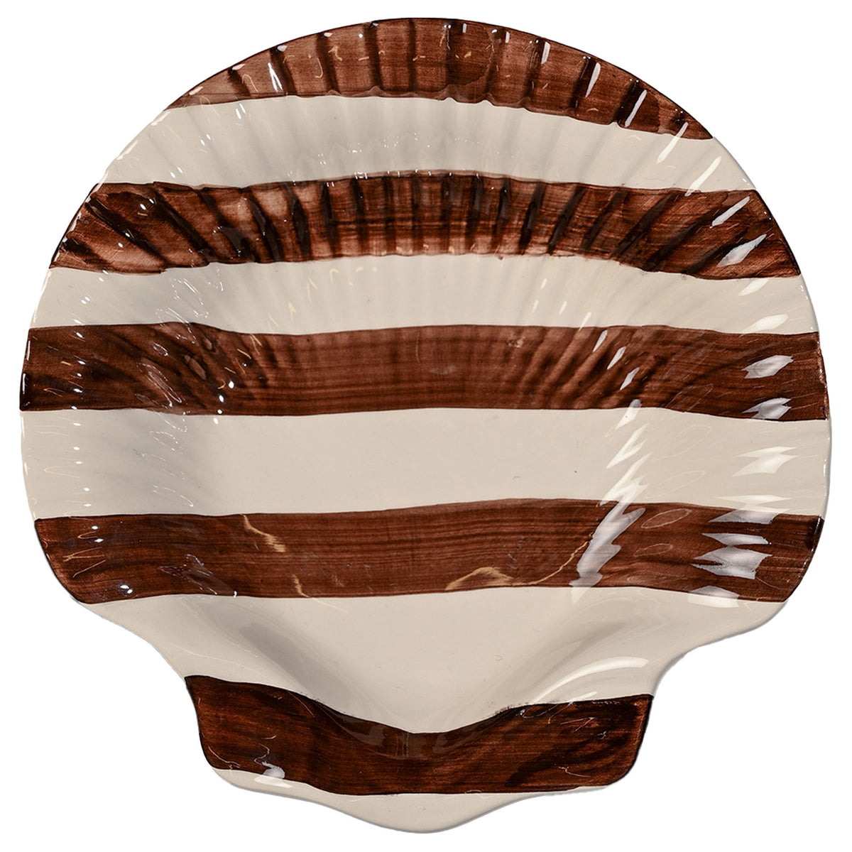Byon Armona Stripe serveringsfad i stentøj, mørkebrunt og hvidt, 23,5 cm
