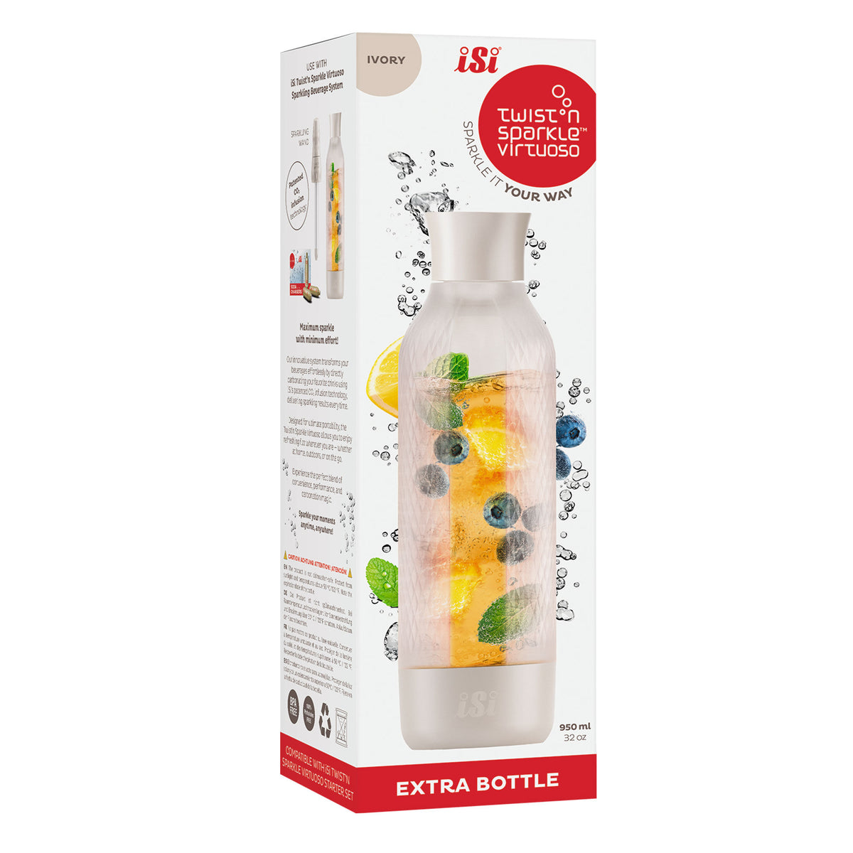 Hvid ekstra flaske i ivory til iSi Twist'n Sparkle Virtuoso