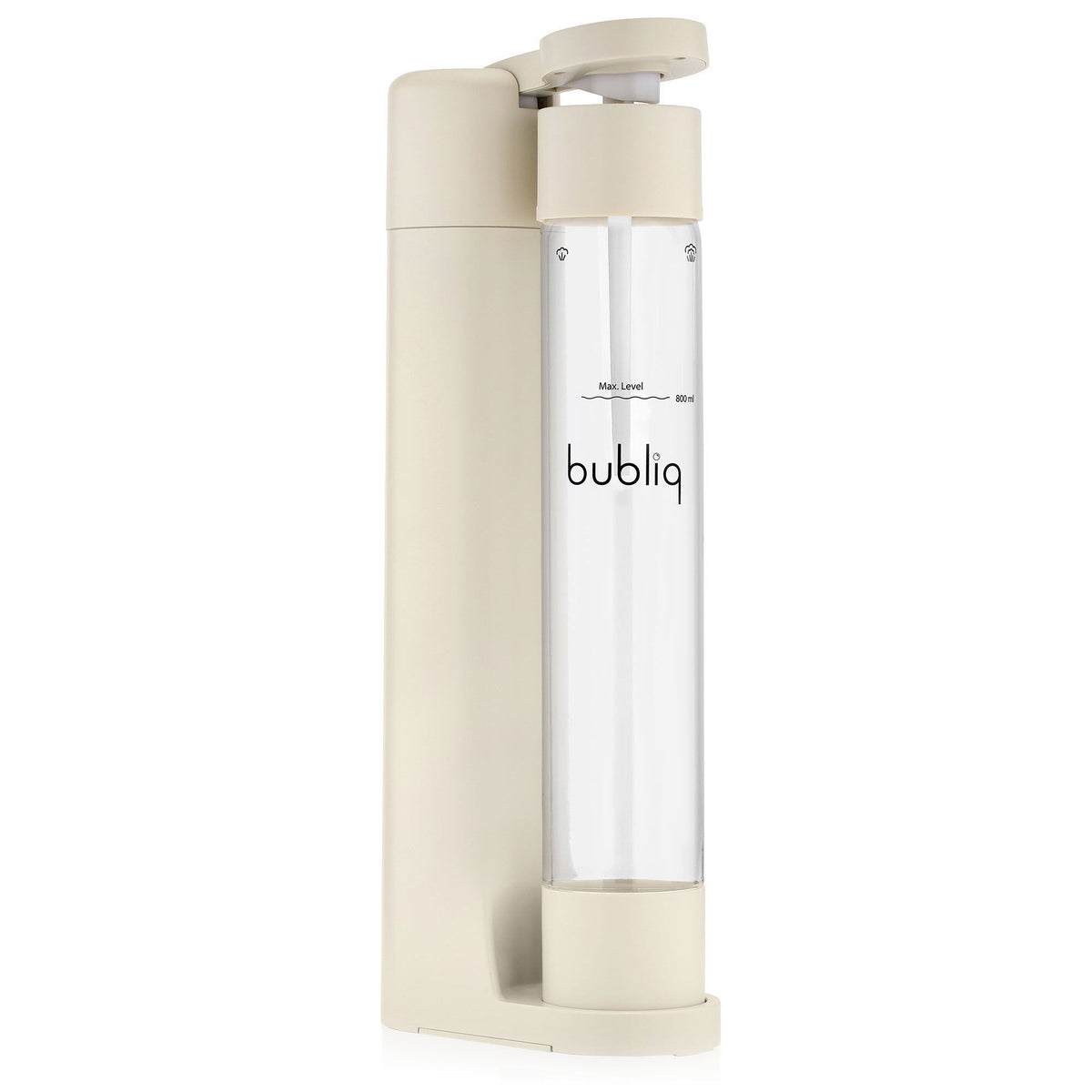 Beige Bubliq sodavandsmaskine på 800 ml med slankt design