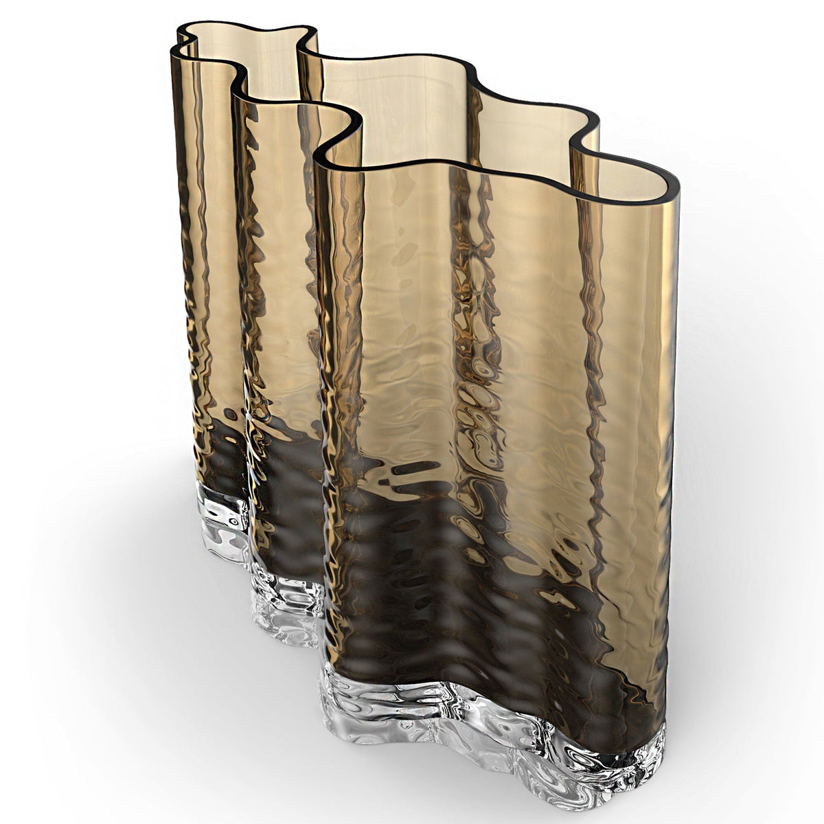 Cognacfarvet Gry Wide vase i mundblæst glas fra Cooee Design, 24 cm