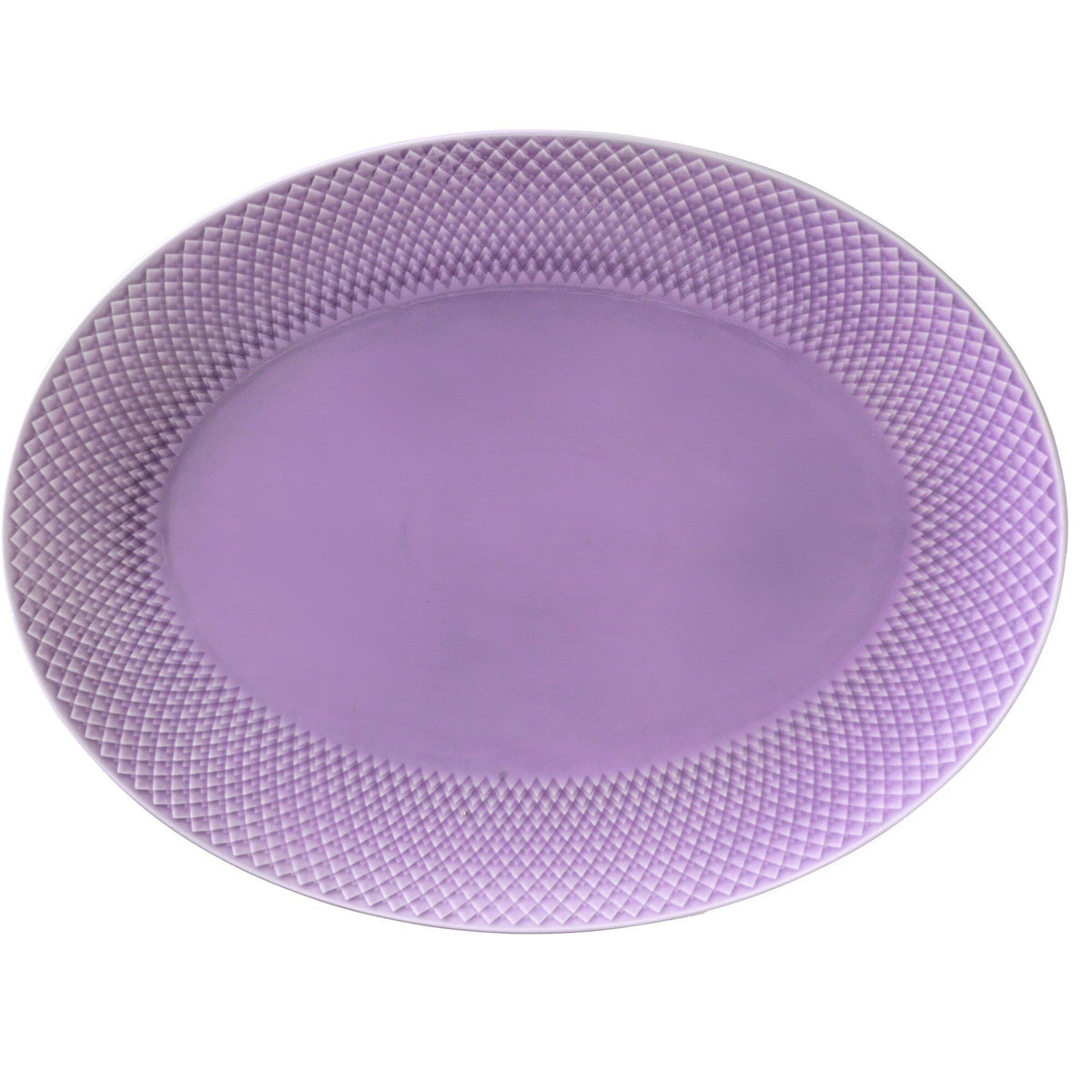 Lilla ovalt serveringsfad fra Lyngby Porcelæn, Rhombe Color, 35 x 26,5 cm, med relief