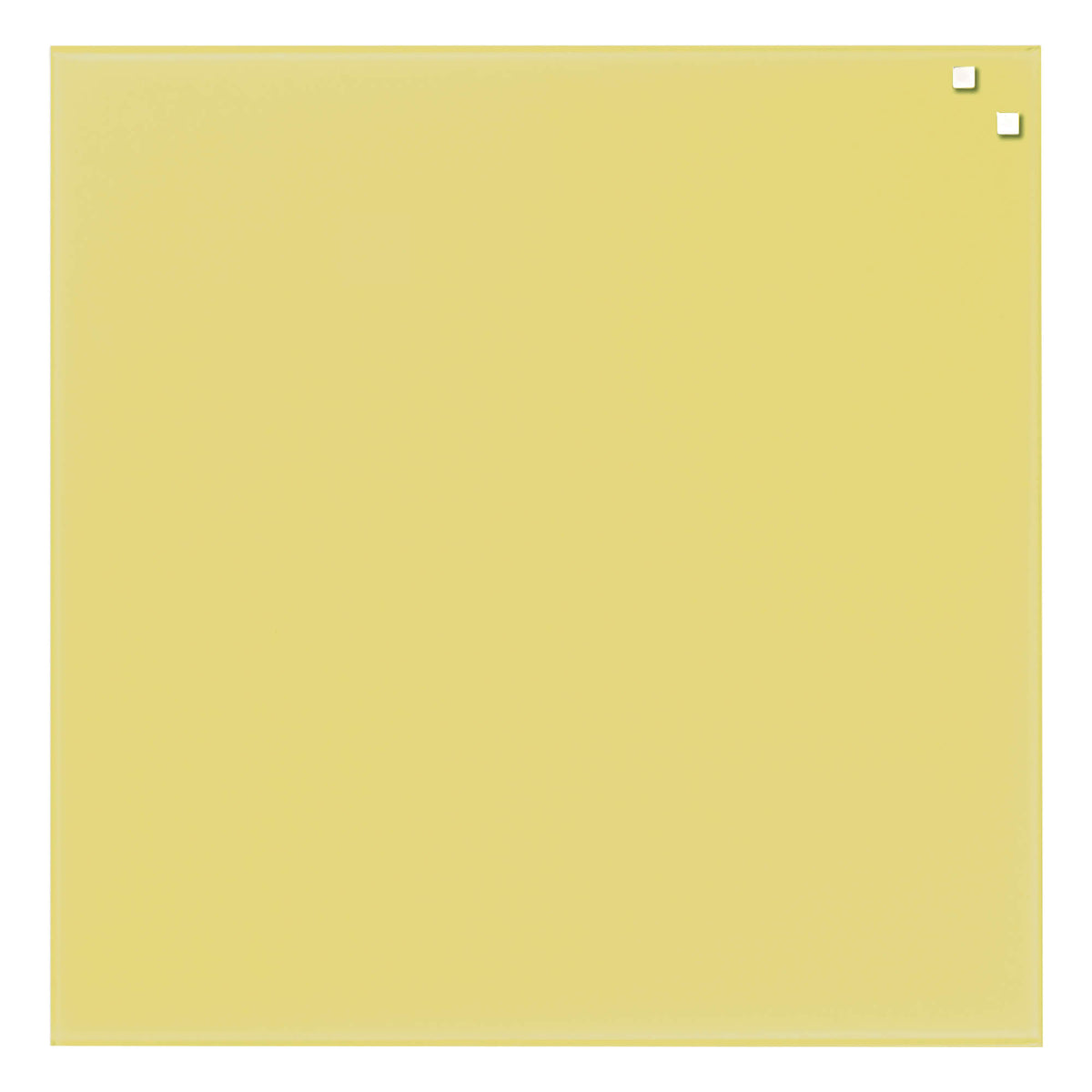 Lille kvadratisk gul magnetisk glastavle fra Naga på 45 x 45 cm