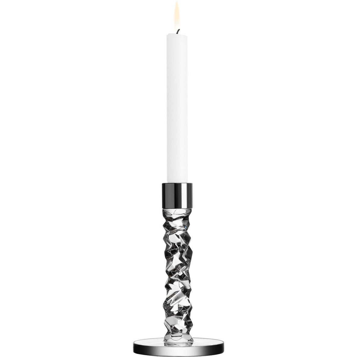Orrefors Carat lysestage med elegant glasstilk designet af Lena Bergström