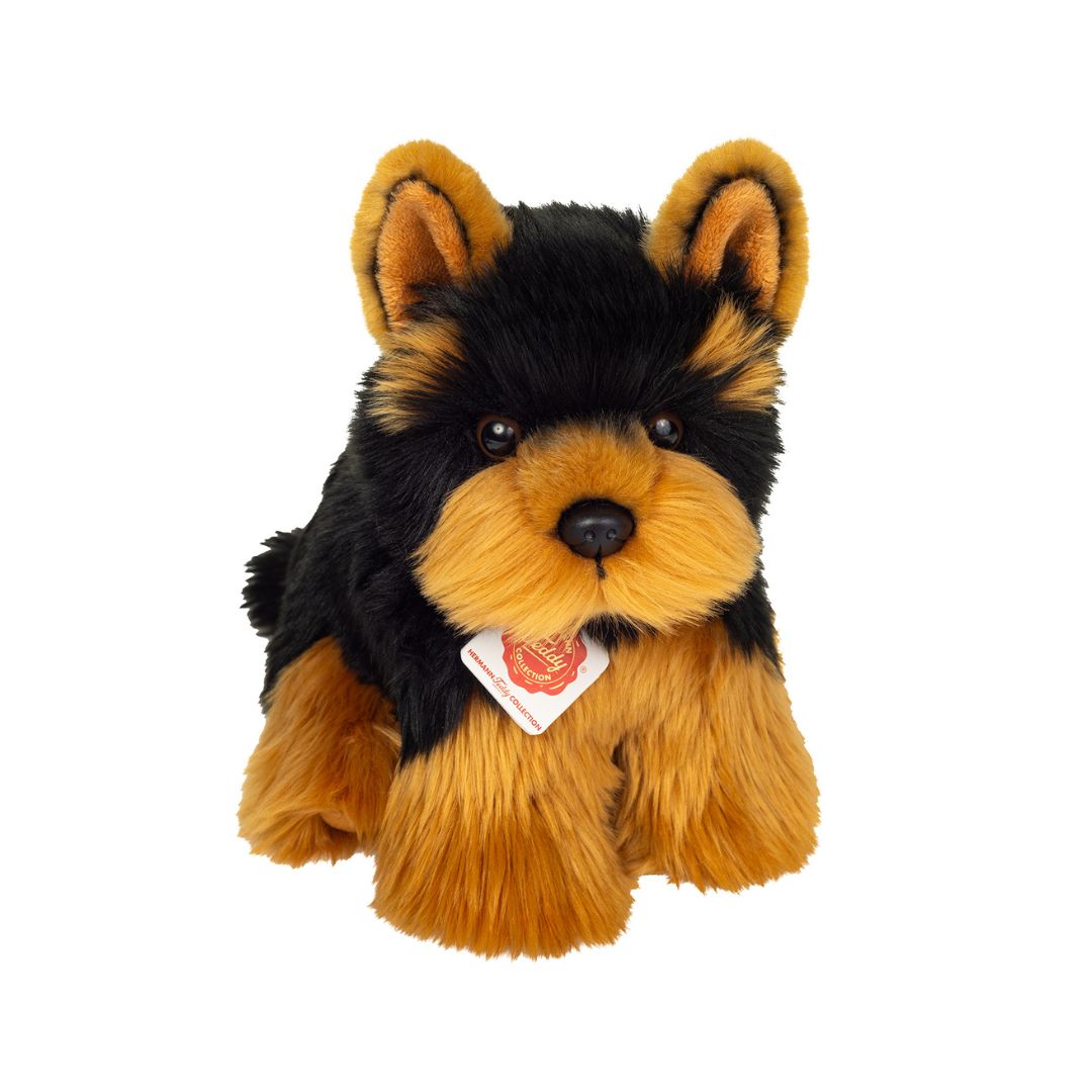Siddende Yorkshire Terrier bamsehund fra Teddy Hermann, der ligner en ægte Yorkie