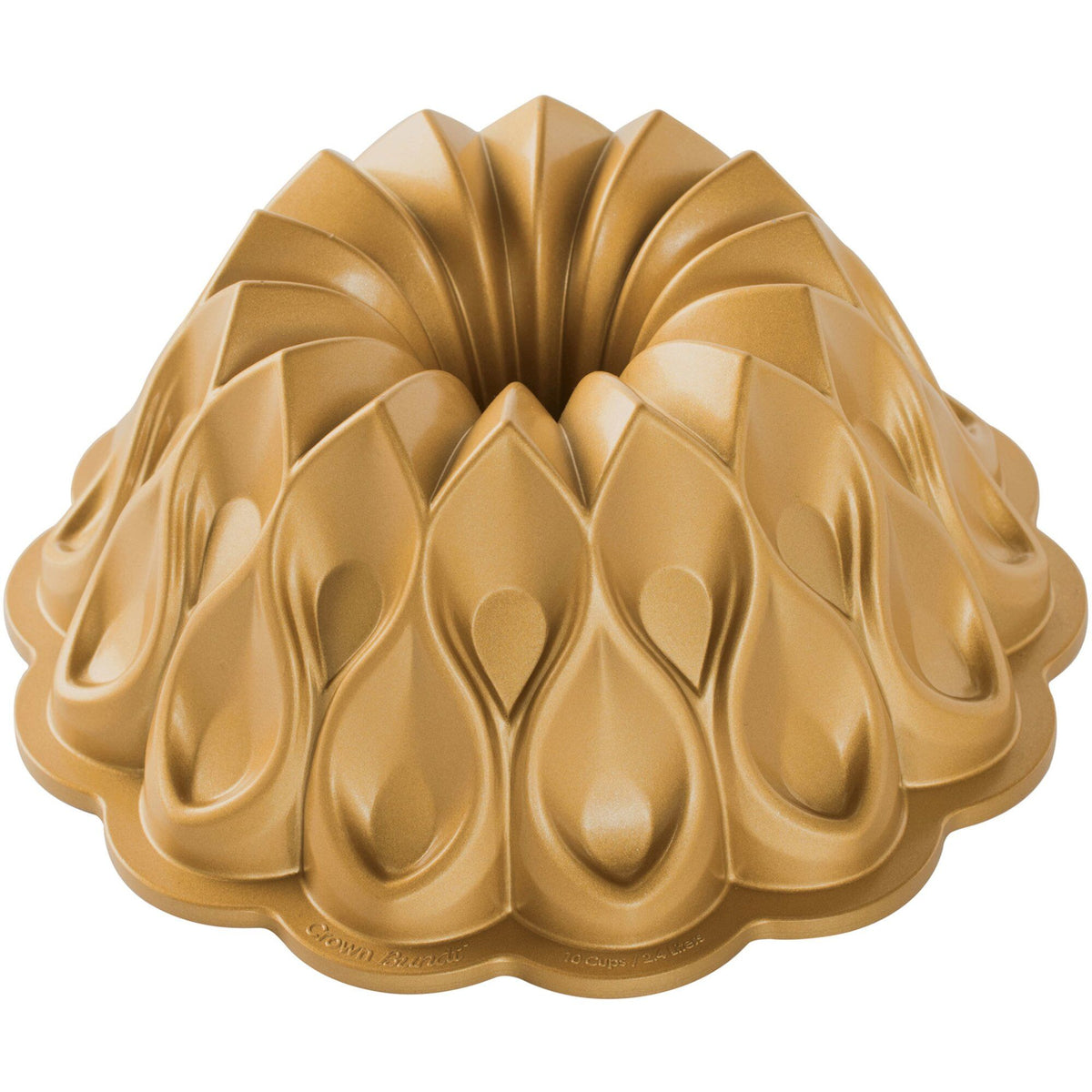 Nordic Ware kroneformet bundt-bageform i guldfarvet støbt aluminium
