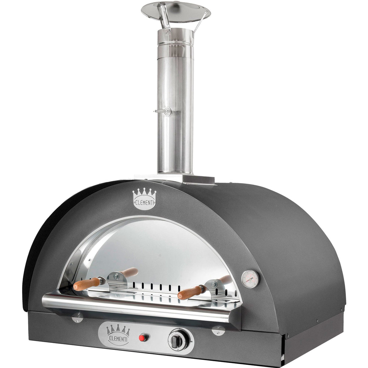 Clementi Forni Family Gas pizzaovn i antracit, 60 x 60 cm